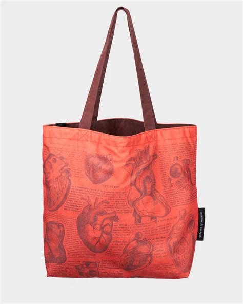 Anatomical Heart Reversible Canvas Tote Bag .